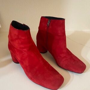 HOT RED SUEDE LIKE CHELSEA BOOTIE